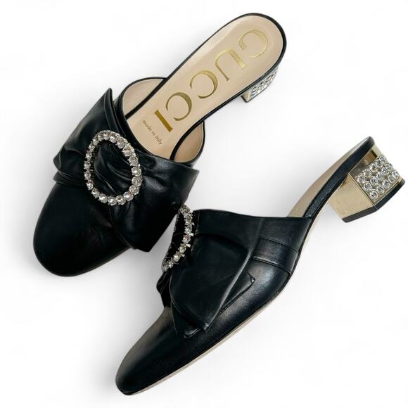 GUCCI Candy Rhinestone Bow Slip On Mules - Picture 1 of 14